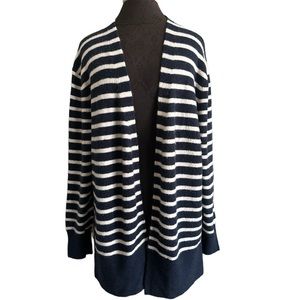 Madewell Navy/White Stripe Merino Wool/Alpaca Long Open Front Cardigan